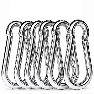 heavy duty stainless steel spring snap hook  8mm locking carabiner for gym camping hiking wire ropes amp outdoor use pack of 6