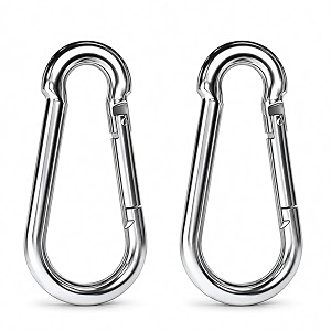 heavy duty stainless steel spring snap hook  8mm locking carabiner for gym camping hiking wire ropes amp outdoor use pack of 2