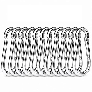heavy duty stainless steel spring snap hook  8mm thick locking carabiner for gym camping hiking wire ropes amp outdoor use pack of 10