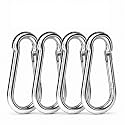 Heavy Duty Stainless Steel Spring Snap Hook | 8MM Locking Carabiner for Gym, Camping, Hiking Wire Ropes &amp; Outdoor Use (Pack of 4)