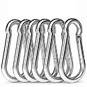 Heavy Duty Stainless Steel Spring Snap Hook | 8MM Locking Carabiner for Gym, Camping, Hiking Wire Ropes &amp; Outdoor Use (Pack of 6)