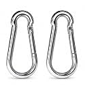 Heavy Duty Stainless Steel Spring Snap Hook | 8MM Locking Carabiner for Gym, Camping, Hiking Wire Ropes &amp; Outdoor Use (Pack of 2)