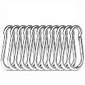 Heavy Duty Stainless Steel Spring Snap Hook | 8MM Thick Locking Carabiner for Gym, Camping, Hiking Wire Ropes & Outdoor Use (Pack of 10)