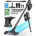 Heavy Duty Steam Mop for Floor Cleaning, 14-in-1 Lightweight Detachable Handheld Steam Cleaner with Multi-Purpose&Powerful, No-Chemical Floor Steamer for Home|Hardwood|Grout|BBQ|Window (Black)