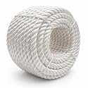 Heavy Duty Twisted Polyester Rope 3/8 in x 98 ft, Marine & Towing, White