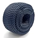 Heavy Duty Twisted PP/Polyester/Nylon Rope, Weather-Resistant &amp; Waterproof Rope for Pool, Marine, Camping, Household Use, Construction &amp; Rigging Applications (Navy, 1/2in X 98FT)