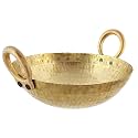 Heavy Weight Brass Pital Kadhai/Frying Pan with Handle Kadai Cookware (1.5 Litter)