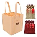Wine Bottle Carrier Felt Wine Holder Bag with Removable Divider 9 Bottles for Travel Party Holiday