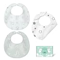 HECCEI 3-Pack Baby Bibs, Reversible Drool Bibs for Teething and Drooling