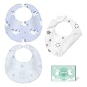 HECCEI 3-Pack Baby Bibs, Reversible Drool Bibs for Teething and Drooling