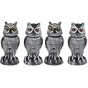 Hedoc 4 Pack Fake Owl Decoys to Scare Birds Away, Rotating Head Bird Deterrents, Nature Enemy Scarecrow Plastic Statues, Pest Repellent for Gardens and Patios