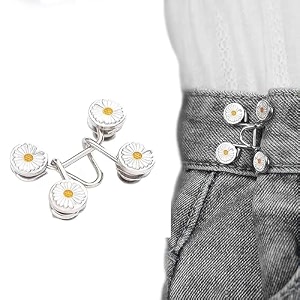 pant waist tightener adjustable waist buckle set extra button for jeans to make tighter instant jeans button pins for pants jeans skirts 1 flower waist pin