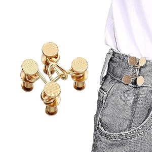 pant waist tightener adjustable waist buckle set extra button for jeans to make tighter instant jeans button pins for pants jeans skirts 1 gold plat waist pin