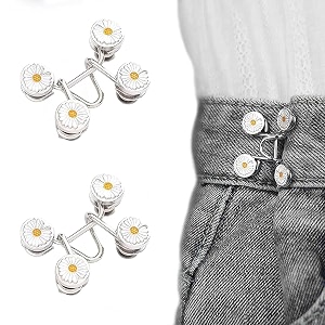 pant waist tightener adjustable waist buckle set extra button for jeans to make tighter instant jeans button pins for pants jeans skirts 2 flower waist pin
