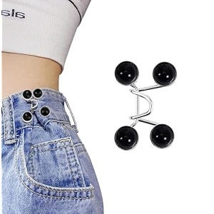 pant waist tightener adjustable waist buckle set extra button for jeans to make tighter instant jeans button pins for pants jeans skirts 1 black pearl waist pin