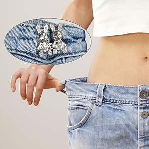 pant waist tightener adjustable waist buckle set extra button for jeans to make tighter instant jeans button pins for pants jeans skirts 4 silver rabbit