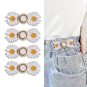 pant waist tightener adjustable waist buckle set extra button for jeans to make tighter instant jeans button pins for pants jeans skirts 4 white jointflower