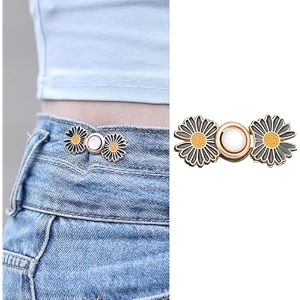 pant waist tightener adjustable waist buckle set extra button for jeans to make tighter instant jeans button pins for pants jeans skirts 1 black jointflower