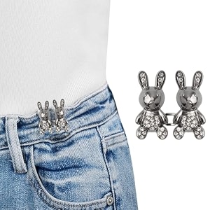 pant waist tightener adjustable waist buckle set extra button for jeans to make tighter instant jeans button pins for pants jeans skirts 1 black rabbit