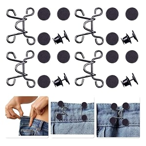 pant waist tightener adjustable waist buckle set extra button for jeans to make tighter instant jeans button pins for pants jeans skirts 4 black plat waist pin