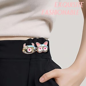 pant waist tightener adjustable waist buckle set extra button for jeans to make tighter instant jeans button pins for pants jeans skirts 2 light pink cat