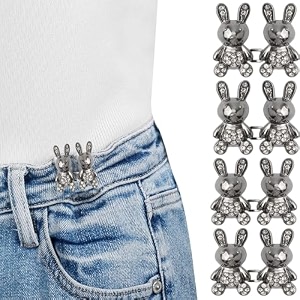 pant waist tightener adjustable waist buckle set extra button for jeans to make tighter instant jeans button pins for pants jeans skirts 4 black rabbit