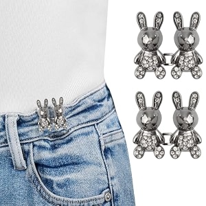 pant waist tightener adjustable waist buckle set extra button for jeans to make tighter instant jeans button pins for pants jeans skirts 2 black rabbit