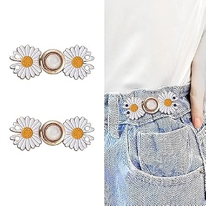 pant waist tightener adjustable waist buckle set extra button for jeans to make tighter instant jeans button pins for pants jeans skirts 2 white jointflower