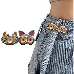pant waist tightener adjustable waist buckle set extra button for jeans to make tighter instant jeans button pins for pants jeans skirts 1 orange cat
