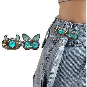 pant waist tightener adjustable waist buckle set extra button for jeans to make tighter instant jeans button pins for pants jeans skirts 1 blue cat