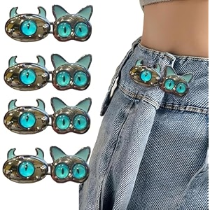 pant waist tightener adjustable waist buckle set extra button for jeans to make tighter instant jeans button pins for pants jeans skirts 4 blue cat