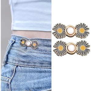 pant waist tightener adjustable waist buckle set extra button for jeans to make tighter instant jeans button pins for pants jeans skirts 4 black jointflower