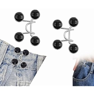 pant waist tightener adjustable waist buckle set extra button for jeans to make tighter instant jeans button pins for pants jeans skirts 2 black butterfly