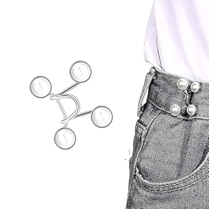pant waist tightener adjustable waist buckle set extra button for jeans to make tighter instant jeans button pins for pants jeans skirts 1 white pearl waist pin