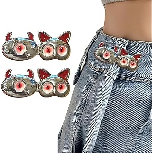 pant waist tightener adjustable waist buckle set extra button for jeans to make tighter instant jeans button pins for pants jeans skirts 2 red cat