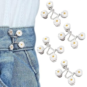 pant waist tightener adjustable waist buckle set extra button for jeans to make tighter instant jeans button pins for pants jeans skirts 4 flower waist pin