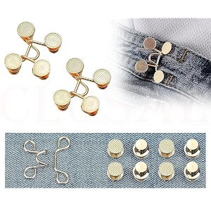 pant waist tightener adjustable waist buckle set extra button for jeans to make tighter instant jeans button pins for pants jeans skirts 2 gold plat waist pin