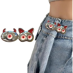 pant waist tightener adjustable waist buckle set extra button for jeans to make tighter instant jeans button pins for pants jeans skirts 1 red cat
