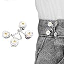 Pant Waist Tightener, Adjustable Waist Buckle Set, Extra Button for Jeans to Make Tighter, Instant Jeans Button Pins for Pants Jeans Skirts, (1, Flower Waist pin)