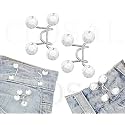Pant Waist Tightener, Adjustable Waist Buckle Set, Extra Button for Jeans to Make Tighter, Instant Jeans Button Pins for Pants Jeans Skirts, (2, White Diamond Waist pin)