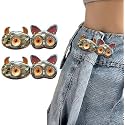 Pant Waist Tightener, Adjustable Waist Buckle Set, Extra Button for Jeans to Make Tighter, Instant Jeans Button Pins for Pants Jeans Skirts, (2, Orange Cat)