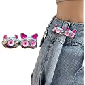 Pant Waist Tightener, Adjustable Waist Buckle Set, Extra Button for Jeans to Make Tighter, Instant Jeans Button Pins for Pants Jeans Skirts, (1, Dark Pink cat)