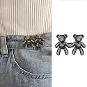 Pant Waist Tightener, Adjustable Waist Buckle Set, Extra Button for Jeans to Make Tighter, Instant Jeans Button Pins for Pants Jeans Skirts, (1, Black Teddy Bear)