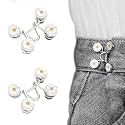 Pant Waist Tightener, Adjustable Waist Buckle Set, Extra Button for Jeans to Make Tighter, Instant Jeans Button Pins for Pants Jeans Skirts, (2, Flower Waist pin)