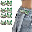 Pant Waist Tightener, Adjustable Waist Buckle Set, Extra Button for Jeans to Make Tighter, Instant Jeans Button Pins for Pants Jeans Skirts, (4, Green Cat)