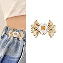 Pant Waist Tightener, Adjustable Waist Buckle Set, Extra Button for Jeans to Make Tighter, Instant Jeans Button Pins for Pants Jeans Skirts, (1, Golden Flower)