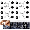Pant Waist Tightener, Adjustable Waist Buckle Set, Extra Button for Jeans to Make Tighter, Instant Jeans Button Pins for Pants Jeans Skirts, (4, Black Pearl Waist pin)