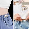 Pant Waist Tightener, Adjustable Waist Buckle Set, Extra Button for Jeans to Make Tighter, Instant Jeans Button Pins for Pants Jeans Skirts, (4, White jointflower)