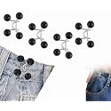 Pant Waist Tightener, Adjustable Waist Buckle Set, Extra Button for Jeans to Make Tighter, Instant Jeans Button Pins for Pants Jeans Skirts, (4, Black Diamond Waist pin)