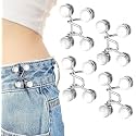 Pant Waist Tightener, Adjustable Waist Buckle Set, Extra Button for Jeans to Make Tighter, Instant Jeans Button Pins for Pants Jeans Skirts, (4, White Pearl Waist pin)